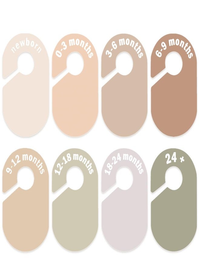 eoscasely Baby Closet Divider, Baby Wardrobe Organizer, Double-Sided Design, Nursery Decor Clothes Hanger Dividers for Sorting 8 Sizes from Newborn to 12+ Months (Earth stone) - Image 1