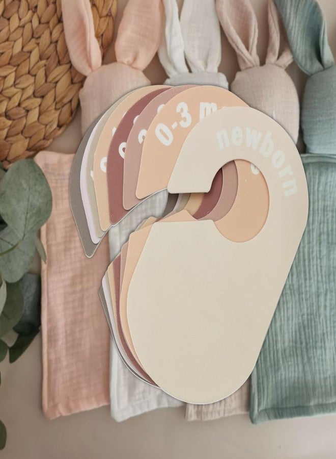 eoscasely Baby Closet Divider, Baby Wardrobe Organizer, Double-Sided Design, Nursery Decor Clothes Hanger Dividers for Sorting 8 Sizes from Newborn to 12+ Months (Earth stone) - Image 4