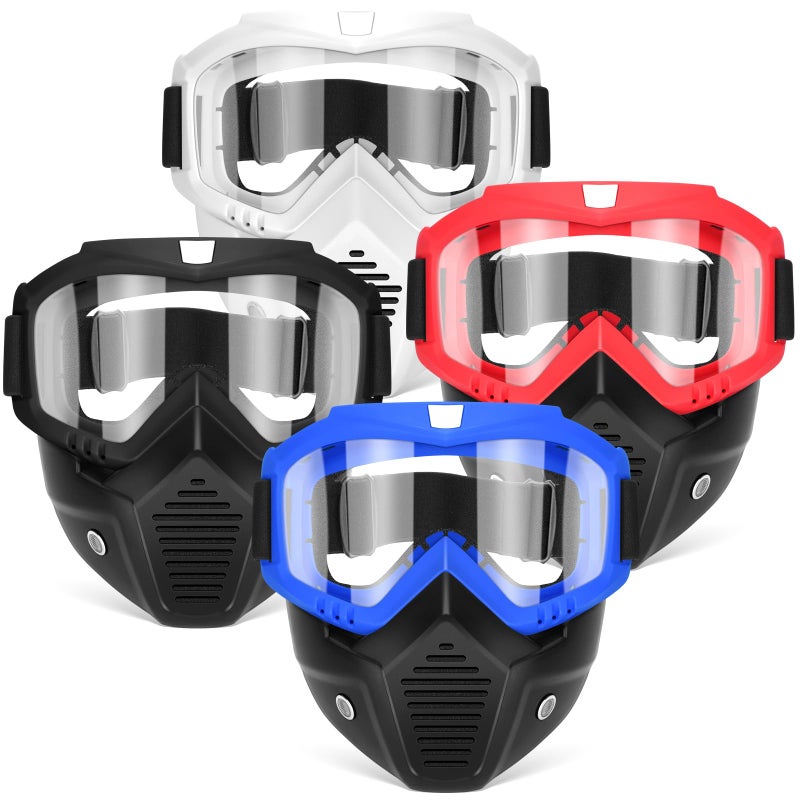 بوكون بوي Pokonboy 4 Pack Disachable Casks Mask مع نظارات واقية متوافقة مع منافس NERF Apollo Zeus Khaos Atlas & Artemis Blasters Mask - Image 1