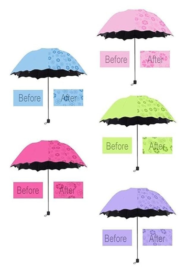 Brain Freezer Magic Umbrella Changing Secret Blossoms Occur with Water Magic Print 3 Fold Umbrella for Unisex (GREEN) - Image 5