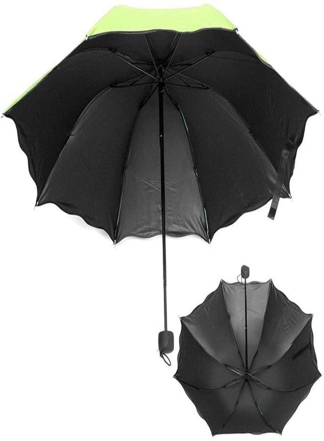 Brain Freezer Magic Umbrella Changing Secret Blossoms Occur with Water Magic Print 3 Fold Umbrella for Unisex (GREEN) - Image 2