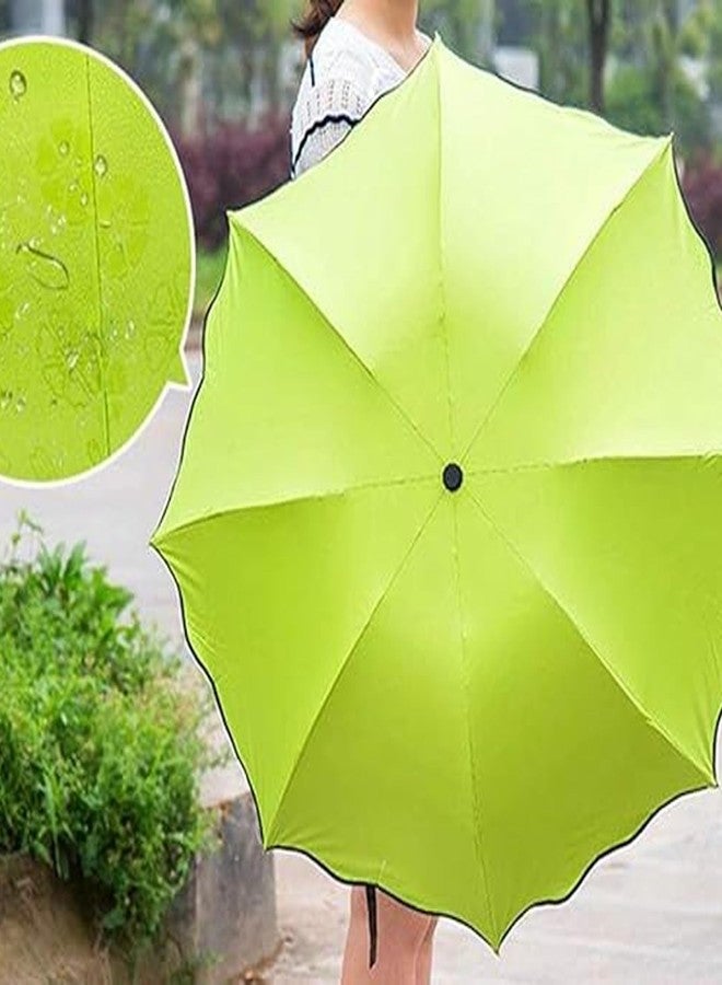 Brain Freezer Magic Umbrella Changing Secret Blossoms Occur with Water Magic Print 3 Fold Umbrella for Unisex (GREEN) - Image 3