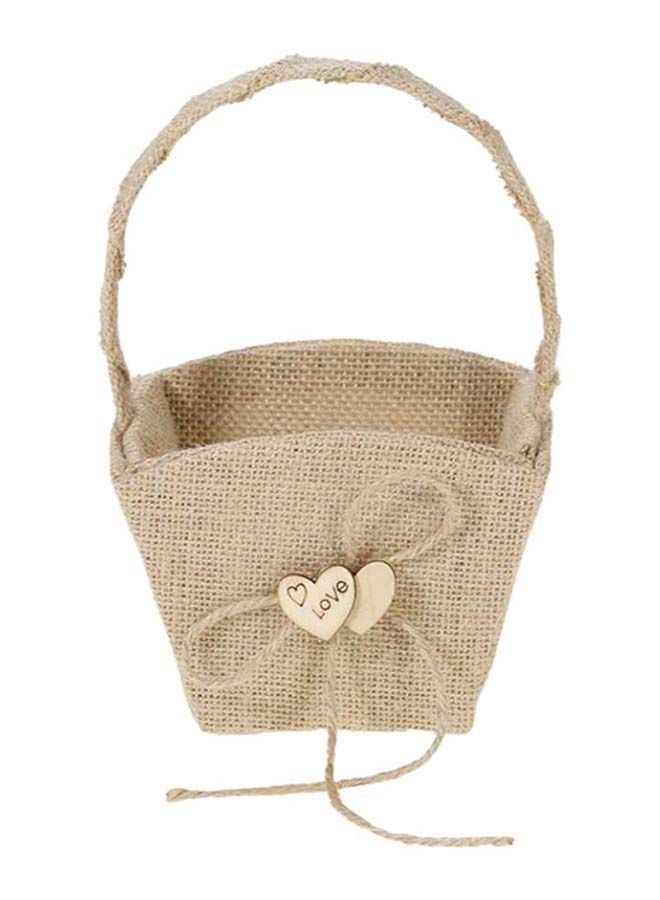 NIBEMINENT Vintage Rustic Burlap Gift Basket Beige 7 x 7inch  - Image 1
