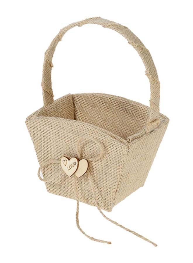 NIBEMINENT Vintage Rustic Burlap Gift Basket Beige 7 x 7inch  - Image 2
