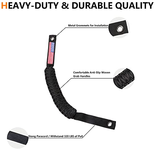 RERPRO مقابض قبضة بار رول RERPRO لسيارة فورد برونكو 2021 2022 2023 2024 2025 2 باب 4 أبواب، مع علم أمريكا، عبوة 2، لون أسود - Image 5