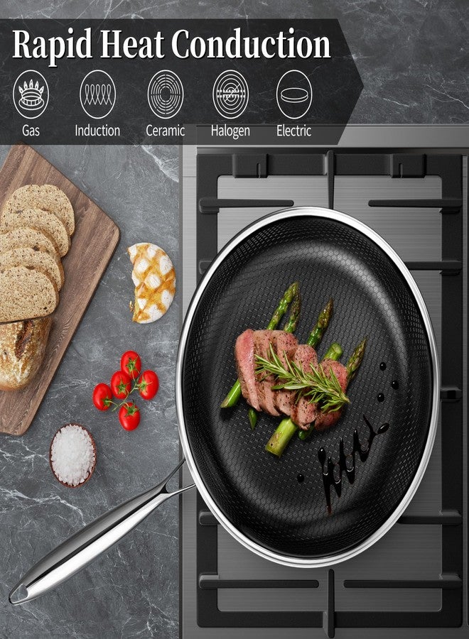 Innerwell Nonstick Frying Pans 8 Inch Hybrid Tri-Ply Stainless Steel Frying Pan Skillet Titanium Ceramic Nonstick Cooking Pan,PFAS/PFOA/PTFE Free,Compatible with All Cooktops - Image 4