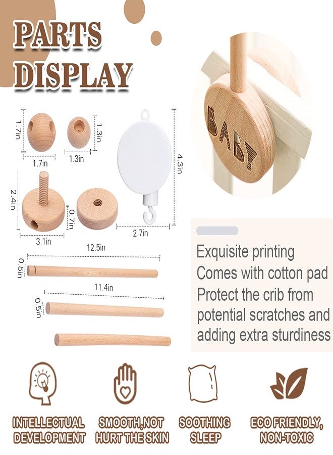 JETM·HH Baby Crib Mobile Arm Wooden Holder 30 inch Beech Hangers with Rotating Music Box Nursery Decor Attachment Safe Anti Slip Set - Image 3