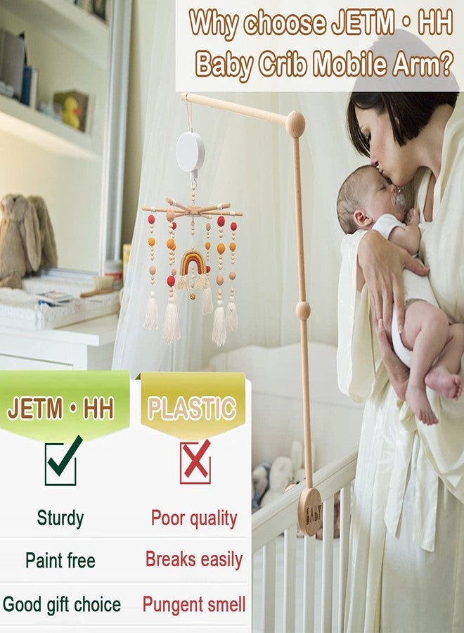 JETM·HH Baby Crib Mobile Arm Wooden Holder 30 inch Beech Hangers with Rotating Music Box Nursery Decor Attachment Safe Anti Slip Set - Image 5