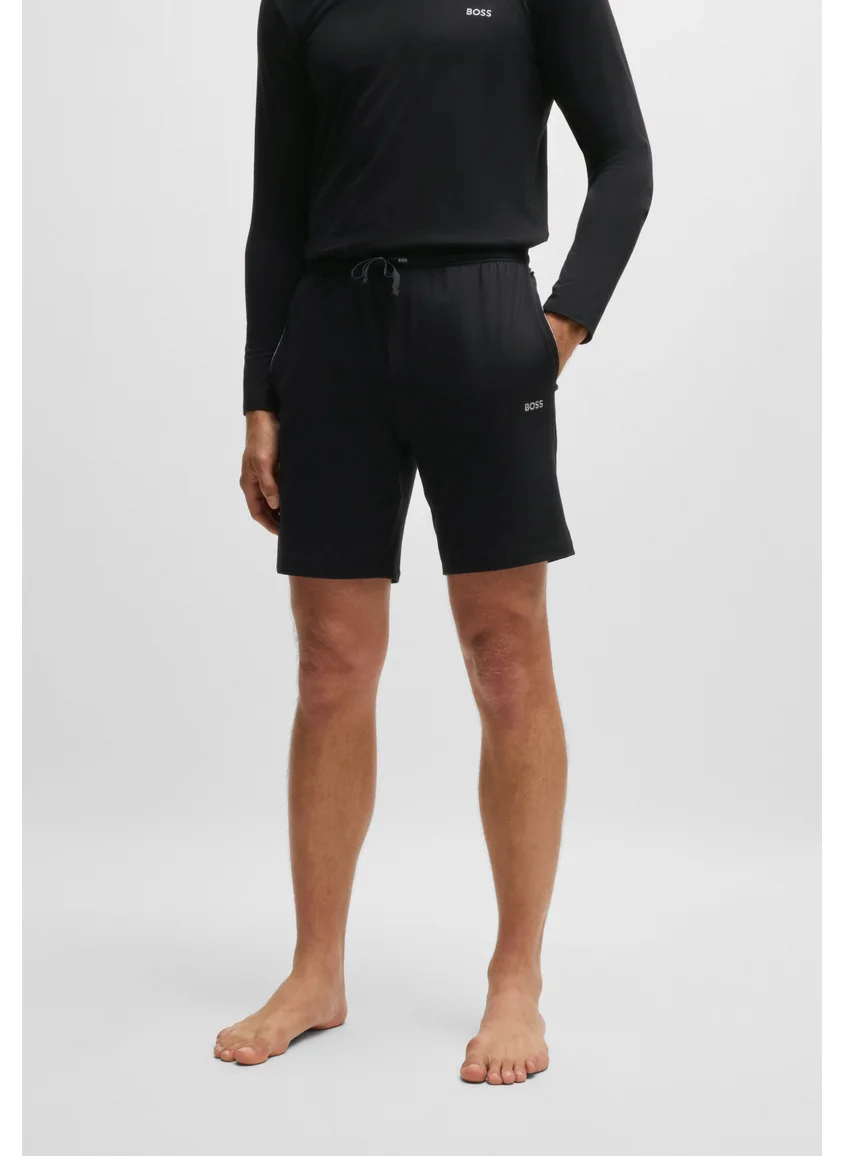 بوس Stretch-cotton shorts with embroidered logo