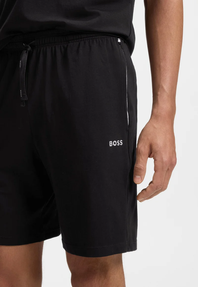BOSS Black Stretch-cotton shorts with embroidered logo for Men | Best Price UAE