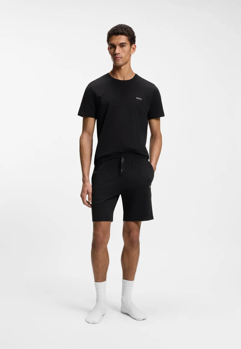BOSS Black Stretch-cotton shorts with embroidered logo for Men | Best Price UAE
