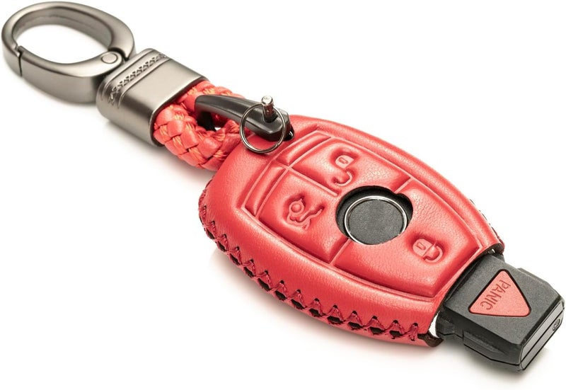 Vitodeco Leather Keyless Entry Remote Control Smart Key Case Cover for Mercedes Benz - Red - Image 2