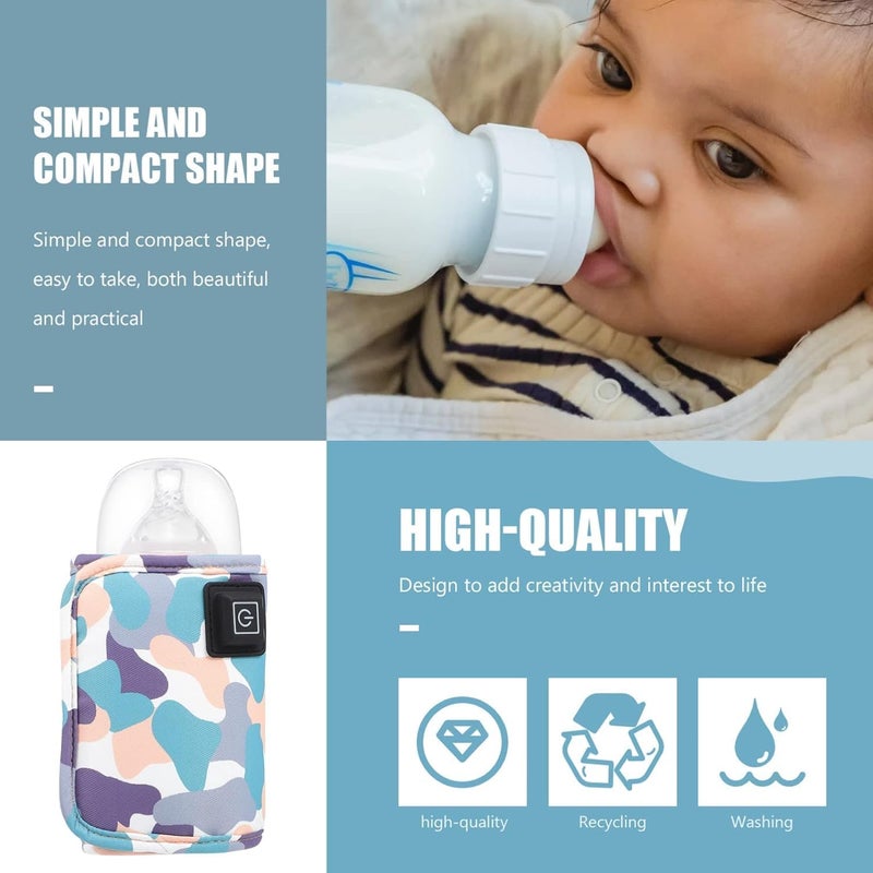 SWIUKPHE Baby Bottle Warmer, Portable USB Milk Heater with 3-Temperature Settings, Hook and Loop Design for Feeding Bottles, Compact Milk Bottle Warmer for Travel and Home Use (White) - Image 2