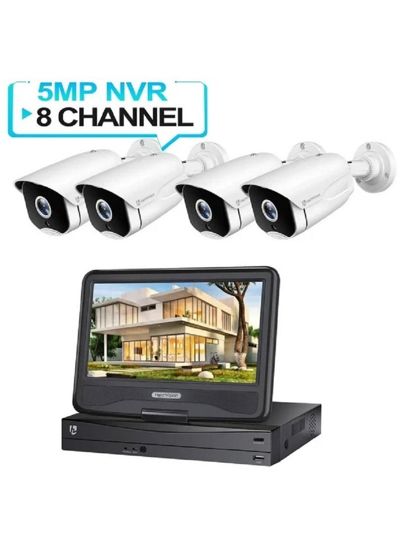 HeimVision 5MP POE Security Camera System with 10 inch LCD Monitor 8CH NVR 4Pcs Outdoor , Indoor Surveillance Cameras with Night Vision Waterproof Motion Detection Remote Access No Hard Drive - Image 1