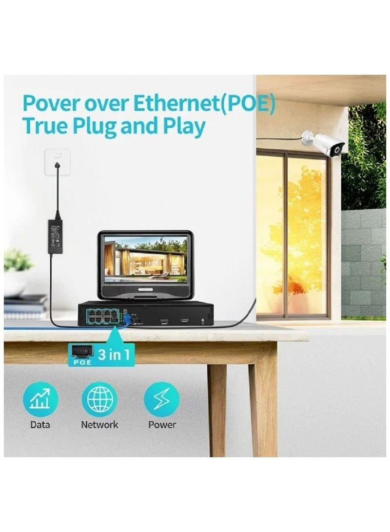 HeimVision 5MP POE Security Camera System with 10 inch LCD Monitor 8CH NVR 4Pcs Outdoor , Indoor Surveillance Cameras with Night Vision Waterproof Motion Detection Remote Access No Hard Drive - Image 2