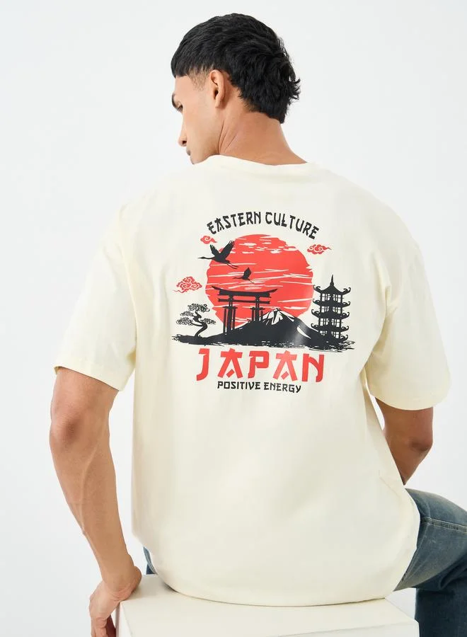Styli Styli Men Oversized Japanese Graphic Back Print T-Shirt