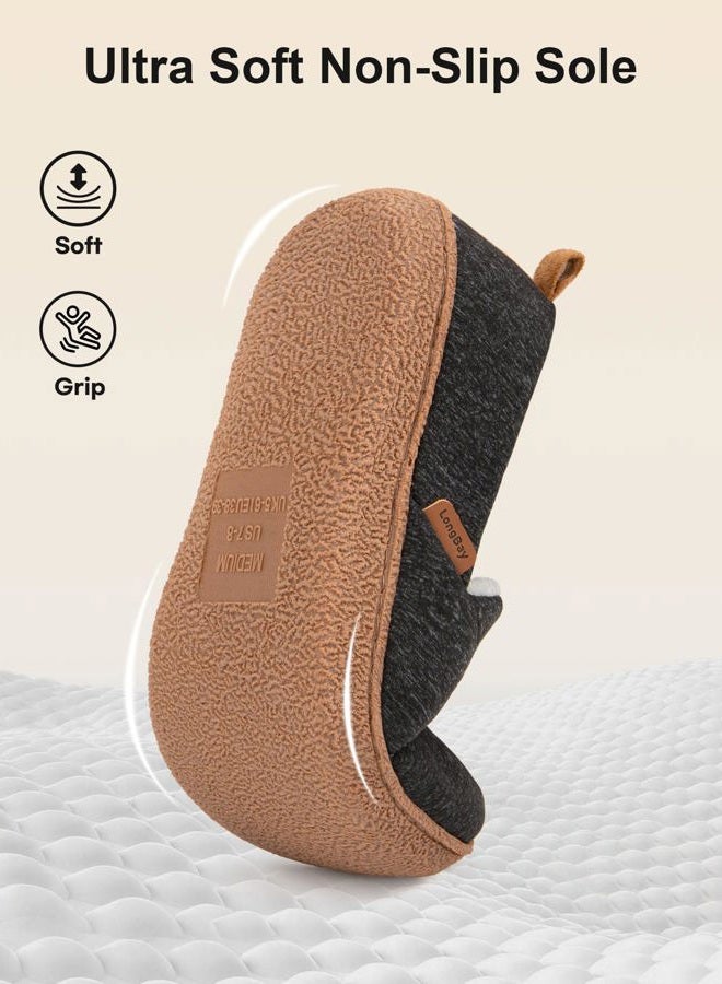 LongBay Women's Brushed Jersey Slippers Lightweight Full Shoes Black, 7-8 - Image 4