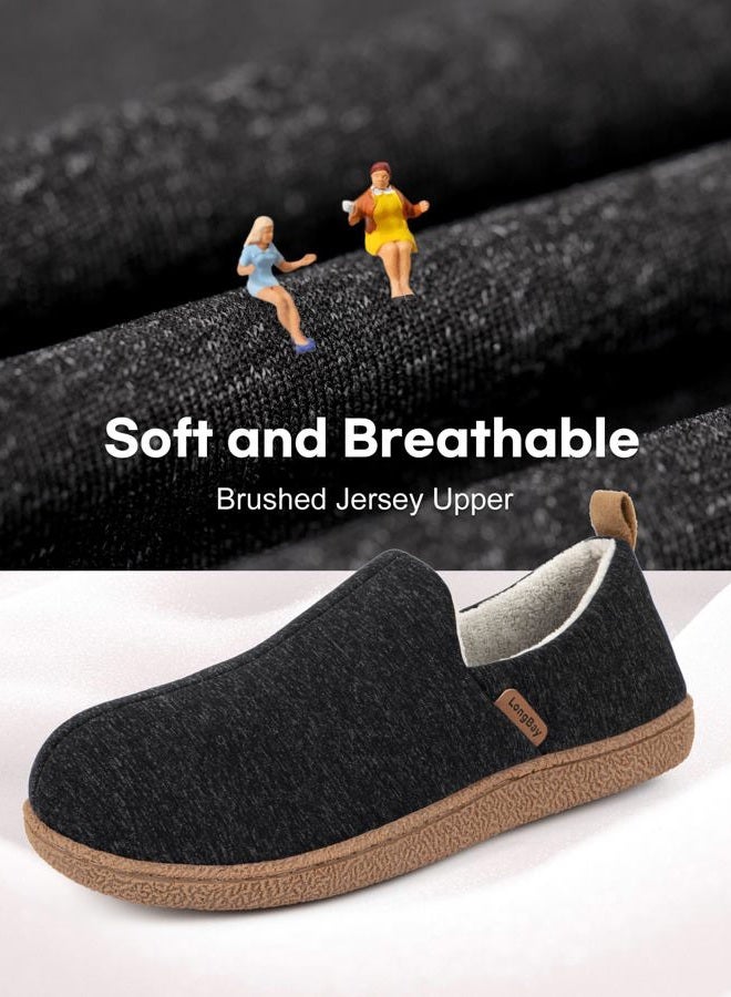 LongBay Women's Brushed Jersey Slippers Lightweight Full Shoes Black, 7-8 - Image 5