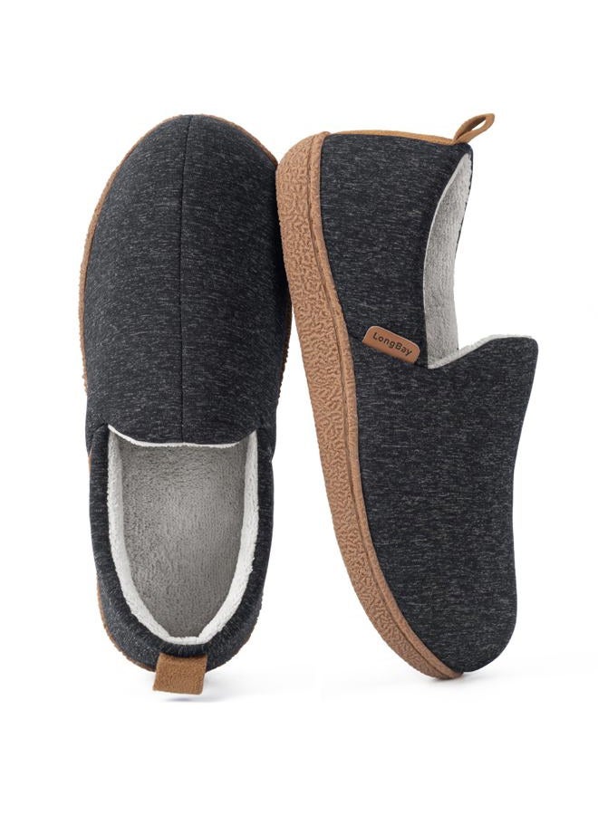 LongBay Women's Brushed Jersey Slippers Lightweight Full Shoes Black, 7-8 - Image 1