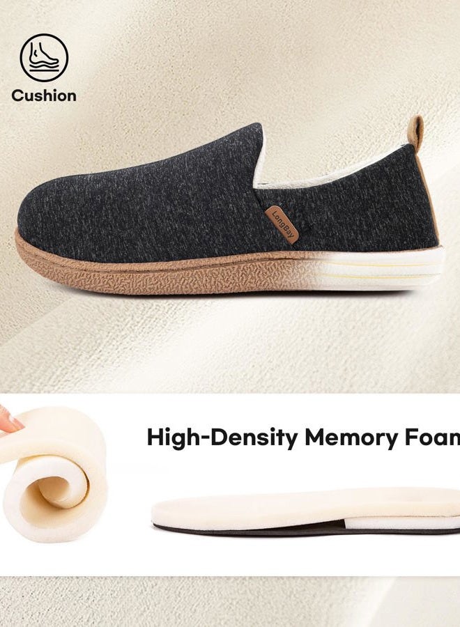 LongBay Women's Brushed Jersey Slippers Lightweight Full Shoes Black, 7-8 - Image 3