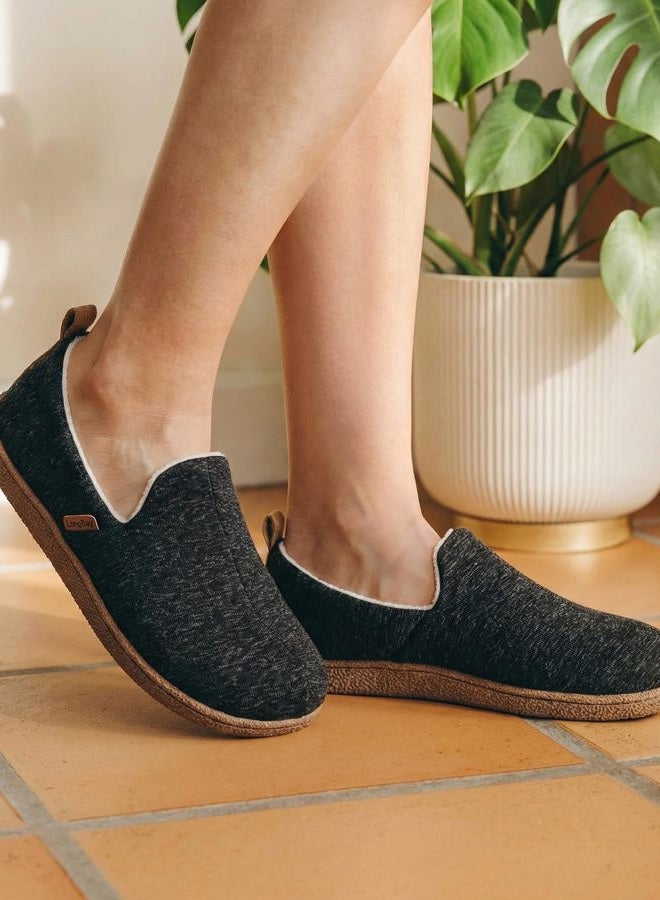 LongBay Women's Brushed Jersey Slippers Lightweight Full Shoes Black, 7-8 - Image 2