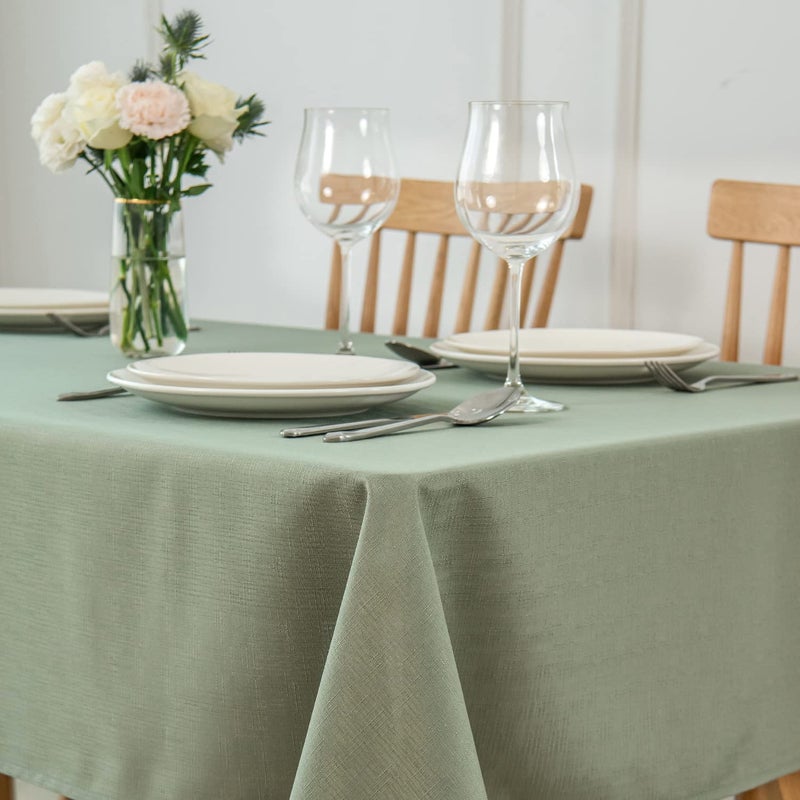 maxmill Rectangle Slubby Textured Tablecloth Waterproof Spillproof Wrinkle Free Table Cloth, Kitchen Dining Room Decoration, Fabric Table Cover for Holiday Party Dinner, 52 x 70 Inch, Sage Green - Image 2