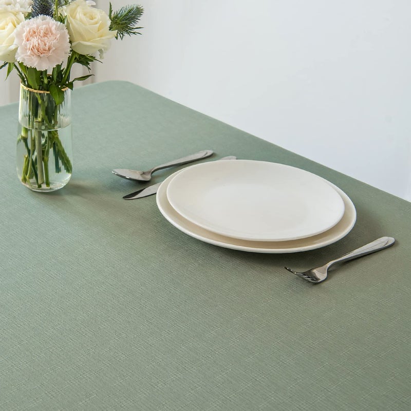 maxmill Rectangle Slubby Textured Tablecloth Waterproof Spillproof Wrinkle Free Table Cloth, Kitchen Dining Room Decoration, Fabric Table Cover for Holiday Party Dinner, 52 x 70 Inch, Sage Green - Image 3