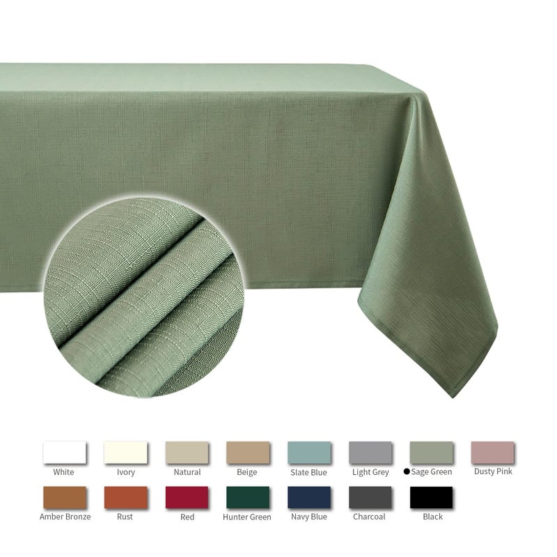 maxmill Rectangle Slubby Textured Tablecloth Waterproof Spillproof Wrinkle Free Table Cloth, Kitchen Dining Room Decoration, Fabric Table Cover for Holiday Party Dinner, 52 x 70 Inch, Sage Green - Image 4