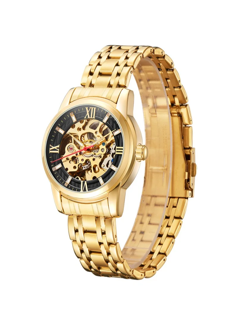 KENNETH SCOTT Kenneth Scott K22311-GBGB Men's Mechanical Display Watch & Stainless Steel Strap Gold