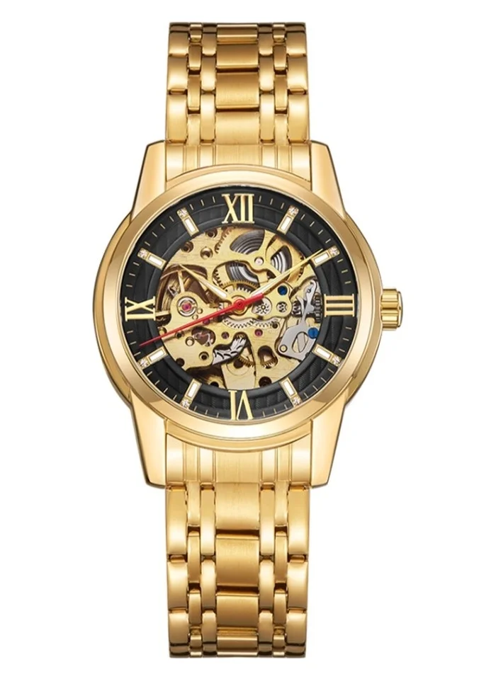 KENNETH SCOTT Kenneth Scott K22311-GBGB Men's Mechanical Display Watch & Stainless Steel Strap Gold