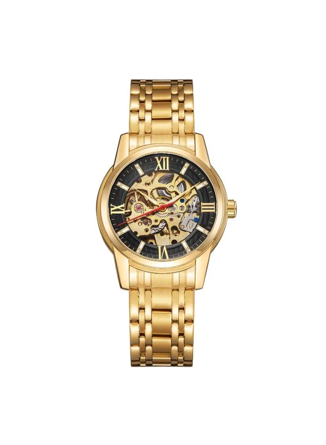 KENNETH SCOTT Kenneth Scott K22311-GBGB Men's Mechanical Display Watch & Stainless Steel Strap Gold