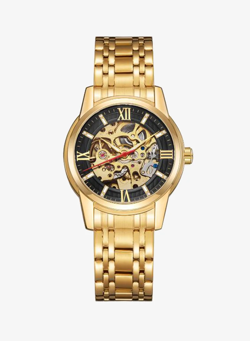 KENNETH SCOTT Kenneth Scott K22311-GBGB Men's Mechanical Display Watch & Stainless Steel Strap Gold