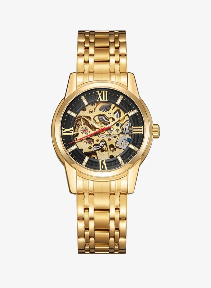 KENNETH SCOTT Kenneth Scott K22311-GBGB Men's Mechanical Display Watch & Stainless Steel Strap Gold