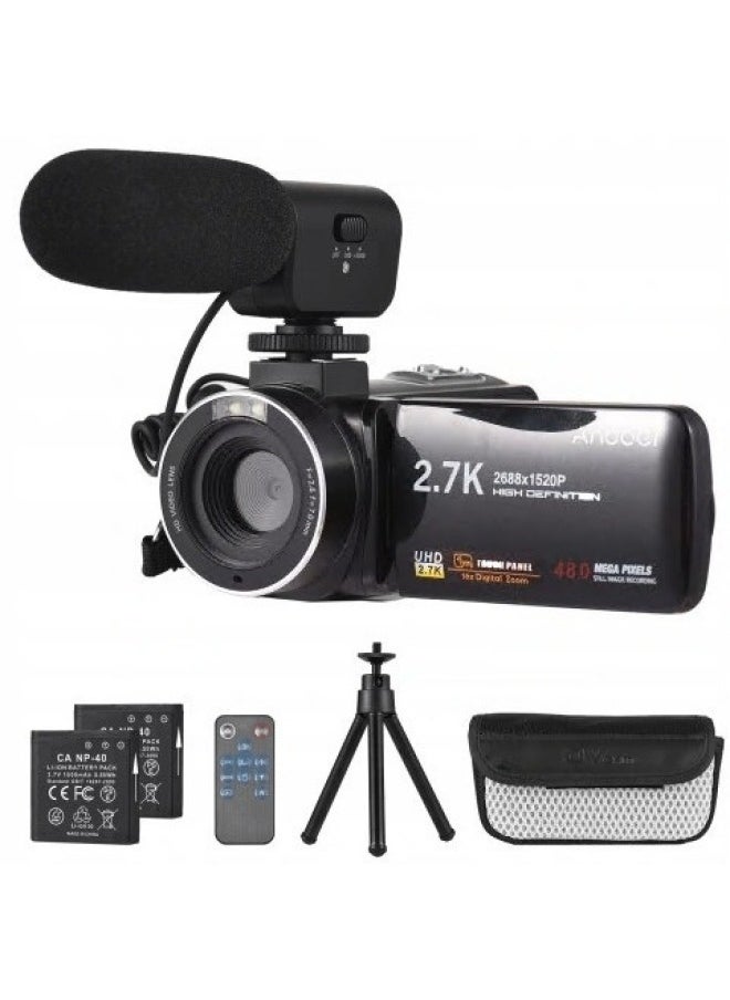 Generic English Version Product 2.7K HD 48 Million Pixel Digital Video Camera Home Travel Camera DV06S-Body Color:Standard Black English Version + Microphone + 32gb Card + Card Reader + Wide-angle Mirror  - Image 5