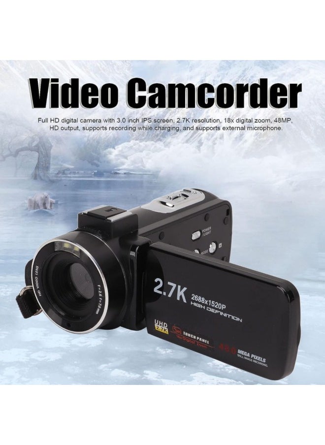 Generic English Version Product 2.7K HD 48 Million Pixel Digital Video Camera Home Travel Camera DV06S-Body Color:Standard Black English Version + Microphone + 32gb Card + Card Reader + Wide-angle Mirror  - Image 2