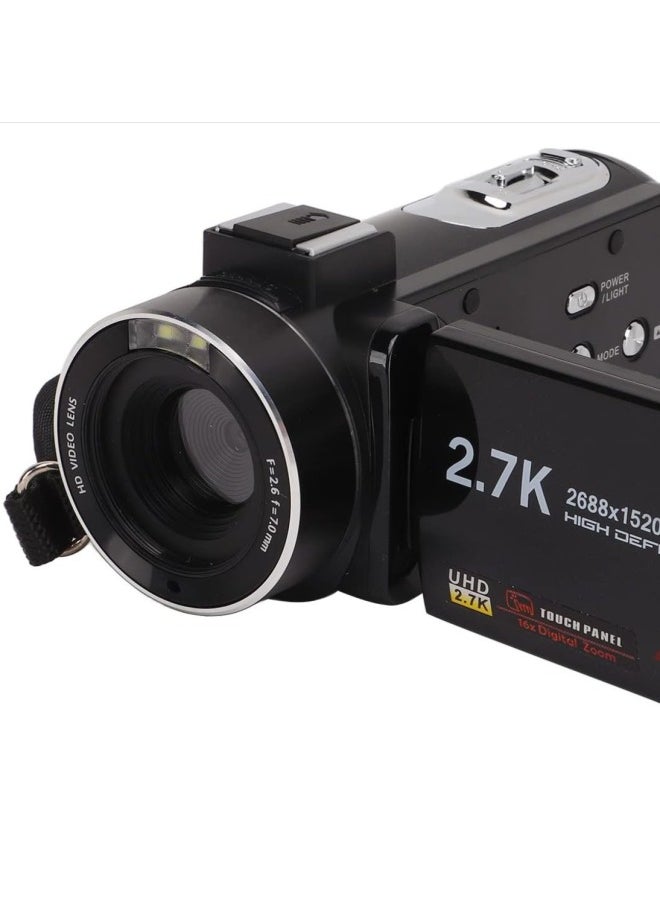 Generic English Version Product 2.7K HD 48 Million Pixel Digital Video Camera Home Travel Camera DV06S-Body Color:Standard Black English Version + Microphone + 32gb Card + Card Reader + Wide-angle Mirror  - Image 4