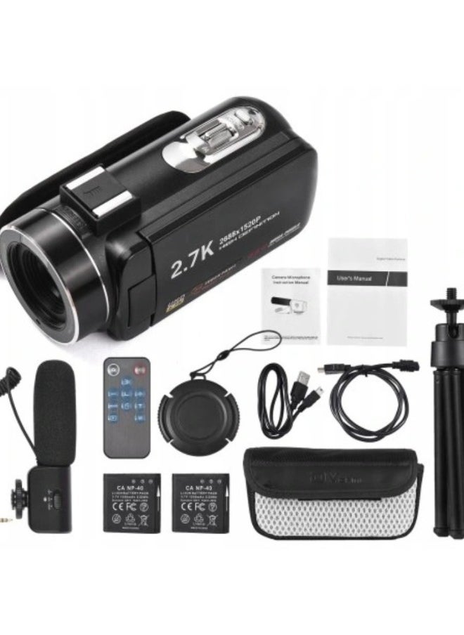 Generic English Version Product 2.7K HD 48 Million Pixel Digital Video Camera Home Travel Camera DV06S-Body Color:Standard Black English Version + Microphone + 32gb Card + Card Reader + Wide-angle Mirror  - Image 3