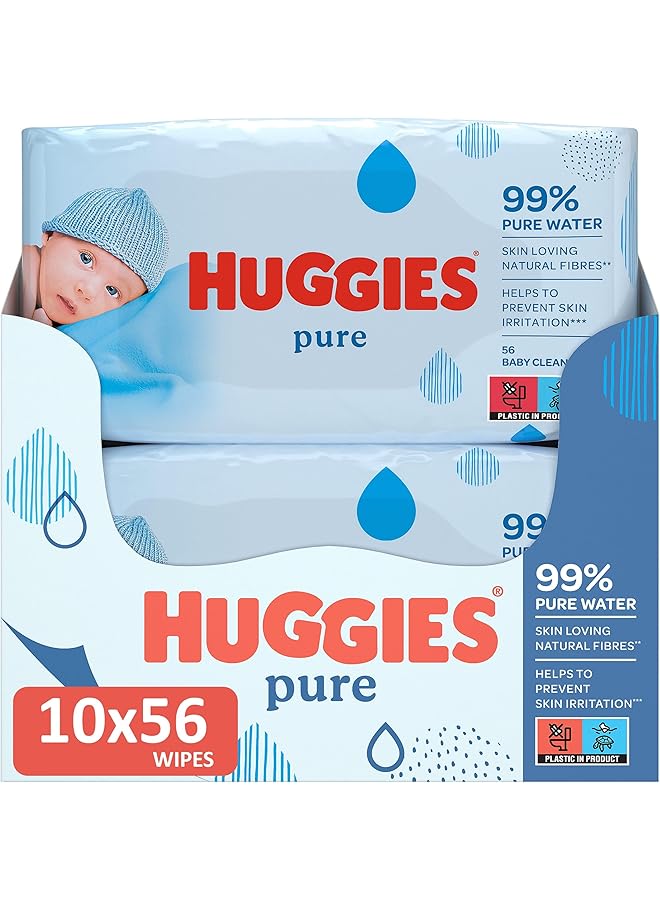 HUGGIES Pure Baby Wipes 99% Pure Water Wipes 20 Pack X 56 Wipes (560 Wipes) - Image 2