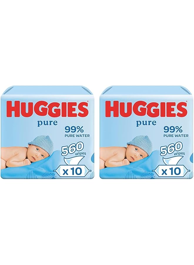 HUGGIES Pure Baby Wipes 99% Pure Water Wipes 20 Pack X 56 Wipes (560 Wipes) - Image 1