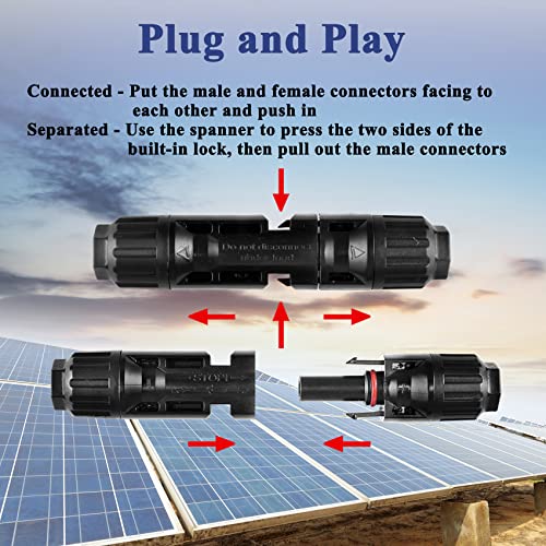 MUYI 22 PCS Solar Panel Connector Kit - 10 Pairs Connectors, 2 Spanner for Solar Panel Assembly and Installation(10AWG) - Image 4