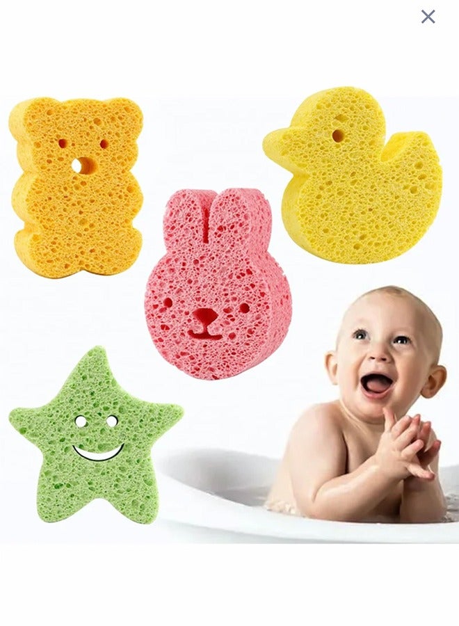 4 Pack Premium Bath Sponge, Bath Foam Rub Shower Sponge, Soft Cotton Scrubber Bath Brush Rubbing Towel for Toddler Infant Newborn Great for Sensitive Skin (Set of 4) - Image 1