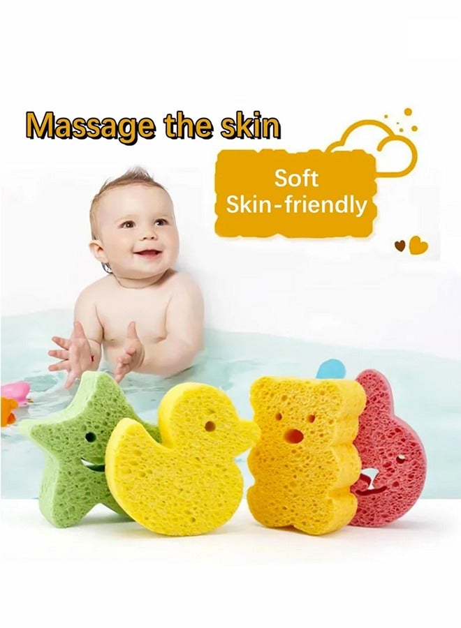4 Pack Premium Bath Sponge, Bath Foam Rub Shower Sponge, Soft Cotton Scrubber Bath Brush Rubbing Towel for Toddler Infant Newborn Great for Sensitive Skin (Set of 4) - Image 4