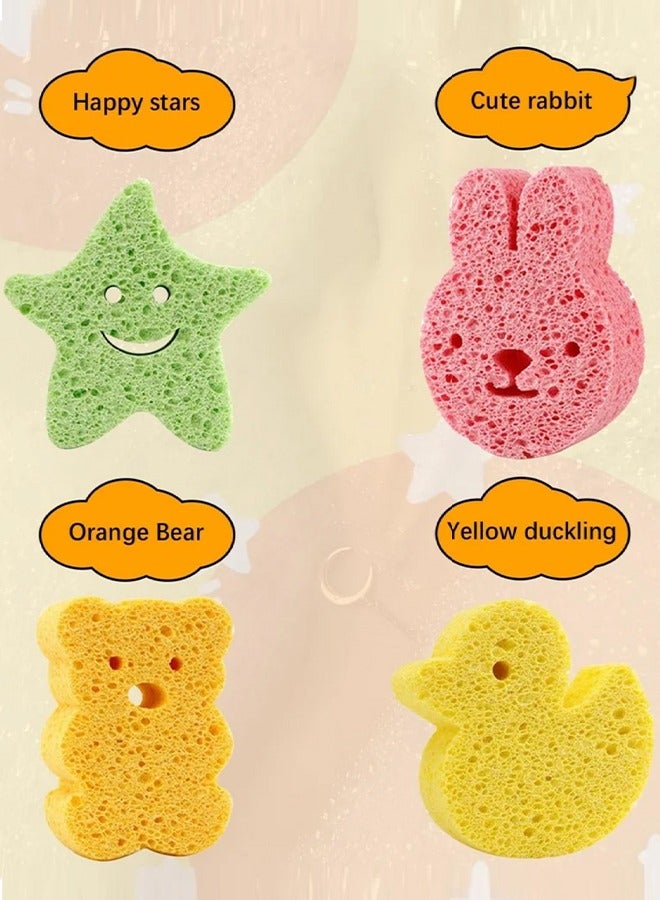 4 Pack Premium Bath Sponge, Bath Foam Rub Shower Sponge, Soft Cotton Scrubber Bath Brush Rubbing Towel for Toddler Infant Newborn Great for Sensitive Skin (Set of 4) - Image 5