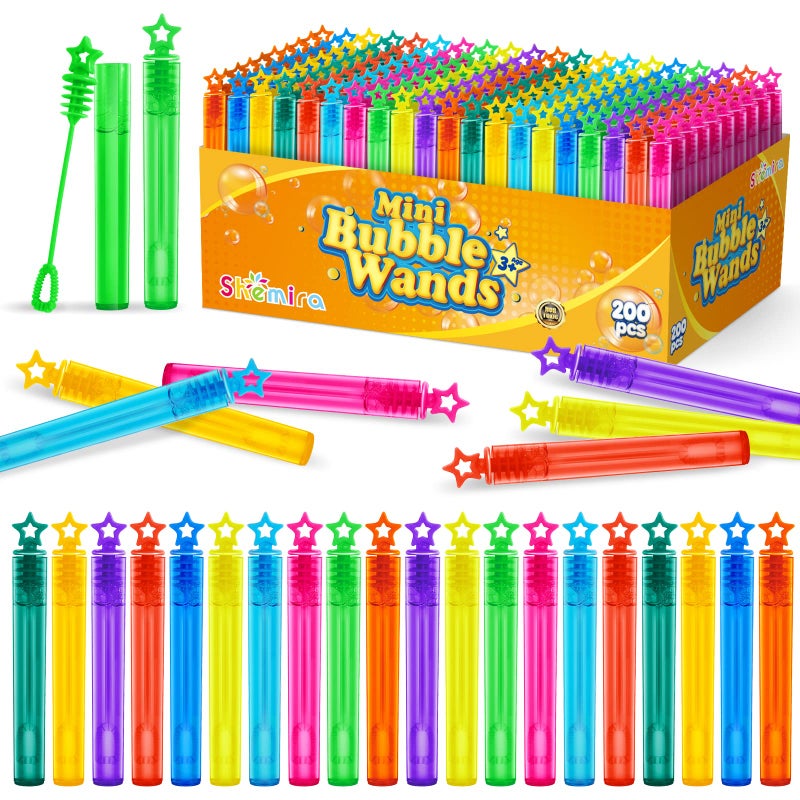 Shemira Bubble Wand 200 Pieces Mini Bubble Wands Bulk in 10 Colors Bubbles Party Favors Bulk for Kids Summer Toys for Girls Boys Carnival Prizes Themed Birthday Wedding Indoor Outdoor Activity - Image 2