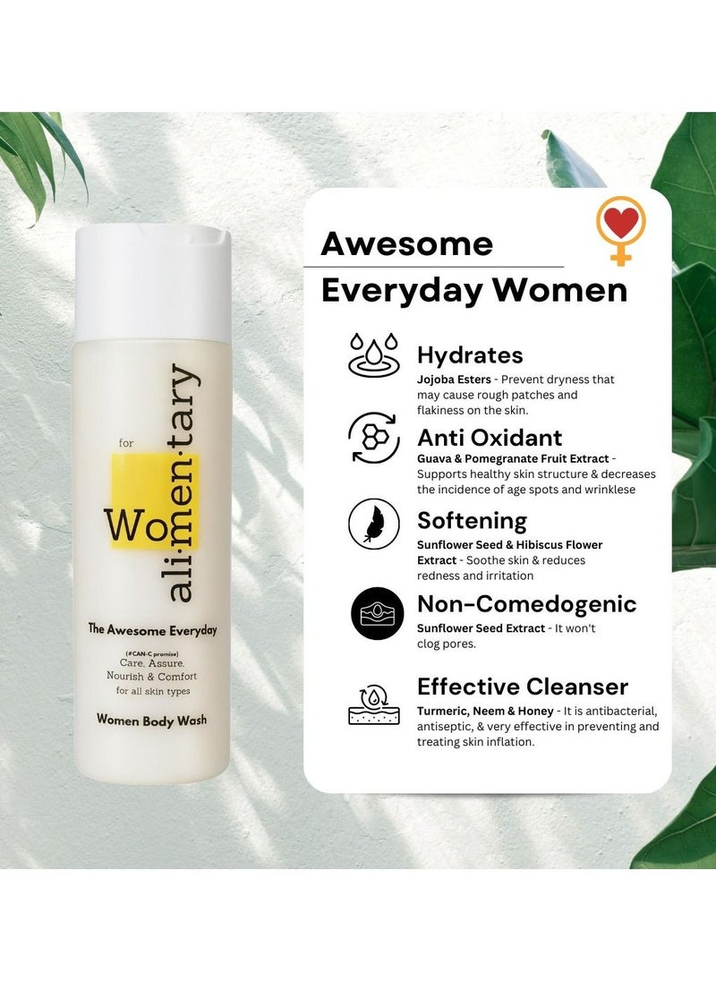 alimentary - Alimentary's Awesome Everyday Body Wash for Women - Nourishing, Invigorating Natural Formula |Hydrating Shower Gel with Moisturizing Jojoba Esters| Actv In - Guava, Pomegranate, Sunflower Oil | 240 ML - Image 1