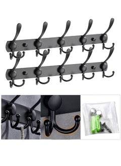 HomarKet 2 Pack Stainless Steel Wall Mount Hook Hanger for Coat Robe Hat Clothes Towel Rack Black  - Image 1