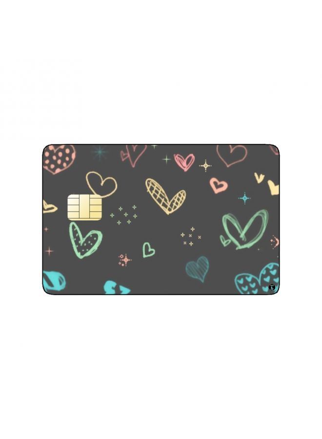 RKN PRINTED BANK CARD STICKER Cute Colorful Hearts Drawing - Image 2