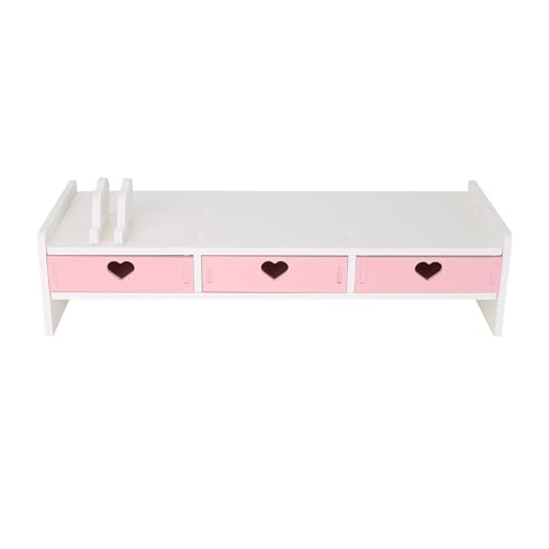 CONKAWACA Cute Monitor Stand Kawaii Desk Organizer Cute Desk Organizer with Drawers Monitor Riser Computer Stand - Image 1