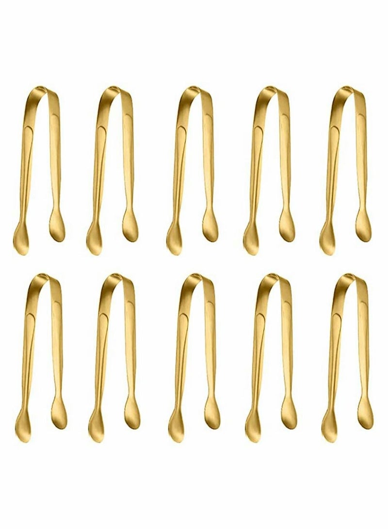 KASTWAVE 10-Piece Stainless Steel Food Tongs, Rock Candy Tongs Small Square Tea Party Coffee Bar Kitchen Tongs - Image 1