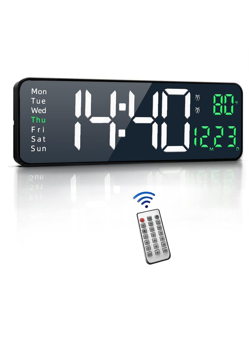SEVENSPACE - SEVENSPACE Digital Alarm Clock Wall Clock Table Clock Large Display 162 Inch LED Clock with Remote ControlAutomatic Brightness Dimmer Big Clock with Date Week Temperature - Image 1